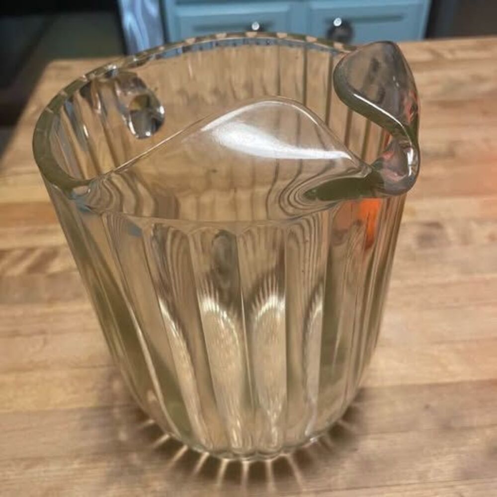 Vintage Clear Ribbed Glass Pitcher - Picture 3 of 5